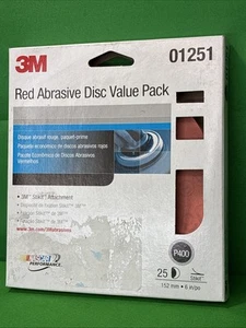 3M ( 01251 ) Red Abrasive Stikit Sandpaper 6" DISCS P400 Grit / 25 discs - Picture 1 of 14