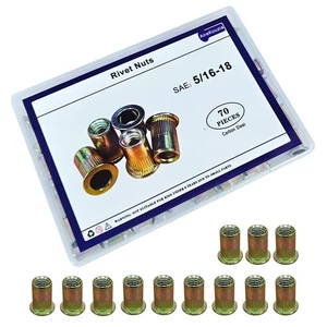 Kit de tuercas remachables SAE 5/16"-18 - 70 piezas tuercas RIV acero al carbono 5/16"-18, dorado  - Imagen 1 de 6