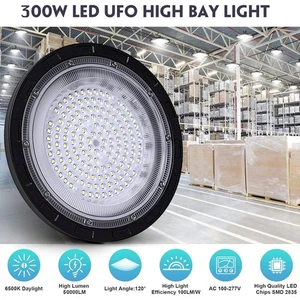 300W UFO LED Hallenbeleuchtung Industrielampe Hochregal Hallenstrahler Lampe - Bild 1 von 19
