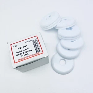 PACK OF 12, 1/2 CWT WHITE PLASTIC FLOOR & CEILING PLATES #7924W - Picture 1 of 4