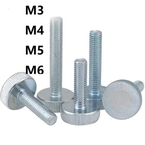FLAT HEAD KNURLED THUMB SCREWS CARBON STEEL ZINC PLATED M3 M4 M5 M6 THUMBSCREWS - Picture 1 of 7