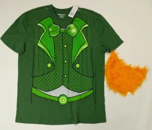 Camisa Duende Día de San Patricio con Barba Extraíble Para Hombre Verde M/L Camiseta - Imagen 1 de 5