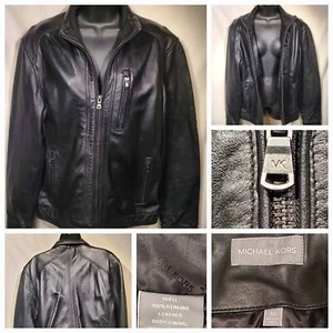 Michael Kors Damen schwarze Echtlederjacke Größe M - Bikerjacke - Bild 1 von 9