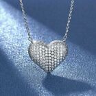2Ct Round Cut Lab-Created Diamond Women's Heart Necklace 14K White Gold Finish