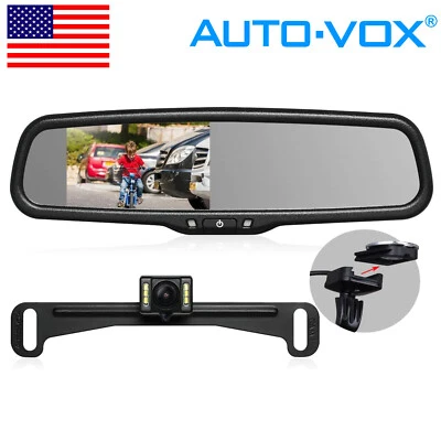 AUTO-VOX T2 Car Backup Camera OEM 4.3" Mirror Monitor Kit Rear View Night Vision - Image 1 of 4