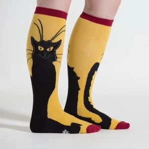Calzini Chat Noir larghi al ginocchio al polpaccio nero gatto unisex XL elasticizzati it moda nuovi - Foto 1 di 2
