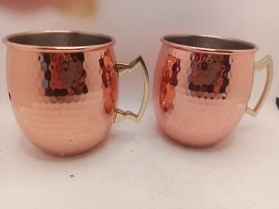 Juego de 2 tazas de mula de cobre martillado, Moscú asas de latón Foto 1 de 4