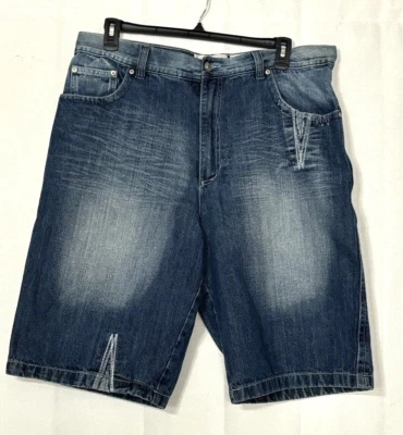 Dtek Men's Med Wash Blue Denim Baggy Loose Hip Hop Shorts - Size 38 - Image 1 of 4