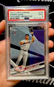 2017 Topps Chrome Catching Refractor #169 Aaron Judge RC Rookie Mint PSA 9 NYY