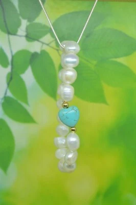 Artisan Freshwater Pearl Bracelet with Turquoise Heart Charm - Image 1 of 2
