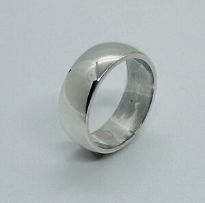 Sterling Silver 925 Polished D Shaped Band Ring Men Women Wedding Engagement 8mm