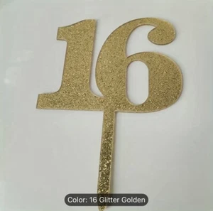 1pcs Glitter Happy Birthday 16 Cake Topper Party Decoration - Picture 1 of 1