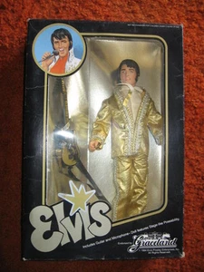 MUÑECA ELVIS PRESLEY dorada Lemay 1984 vintage nueva en caja sin usar - Imagen 1 de 3