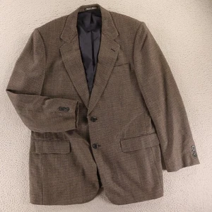 Joseph & Feiss Jacket L LT 44L Brown Houndstooth Check Tweed 100% Wool Blazer - Picture 1 of 17