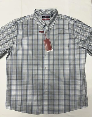 Camisa de viaje inteligente Roundtree Yorke para hombre delgada XXL/2XL manga corta fácil cuidado gris Foto 1 de 4