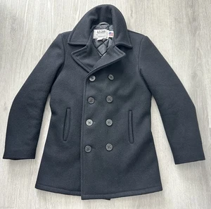 Schott U.S.740N Pea Jacket Long Sleeve Wool Black Size 36 Long USA-Made Men’s - Picture 1 of 11