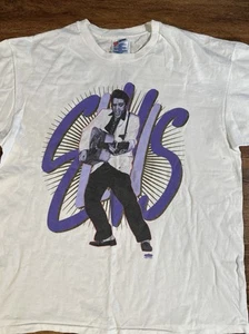 Vintage 1994 ELVIS PRESLEY T-Shirt XL White Concert Single Stitched - Picture 1 of 13
