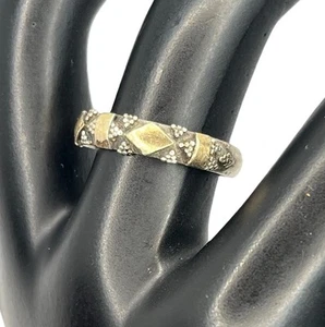 Anillo Bali diseño texturizado dos tonos plata esterlina tono oro vintage talla 7,25 - Imagen 1 de 15