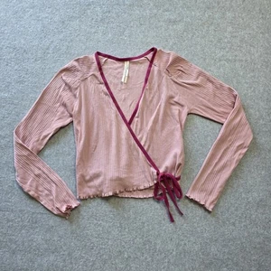 Anthropologie Zaina Ribbed Wrap Top Pink Lilac Size XS - Picture 1 of 7