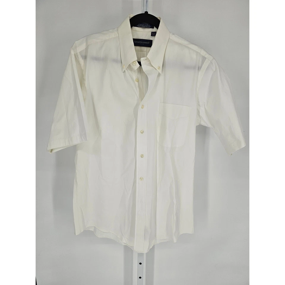 Kenneth Gordon Men's Pinpoint Oxford Cotton Button Down White Shirt Size 15.5 - Image 1 of 3