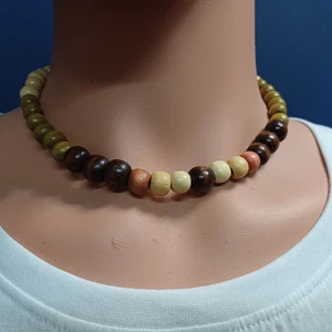 Collar Madera Boho Hombres Mujeres Gargantilla Surfer Cuentas Oración Yoga Meditación Budista - Imagen 1 de 11