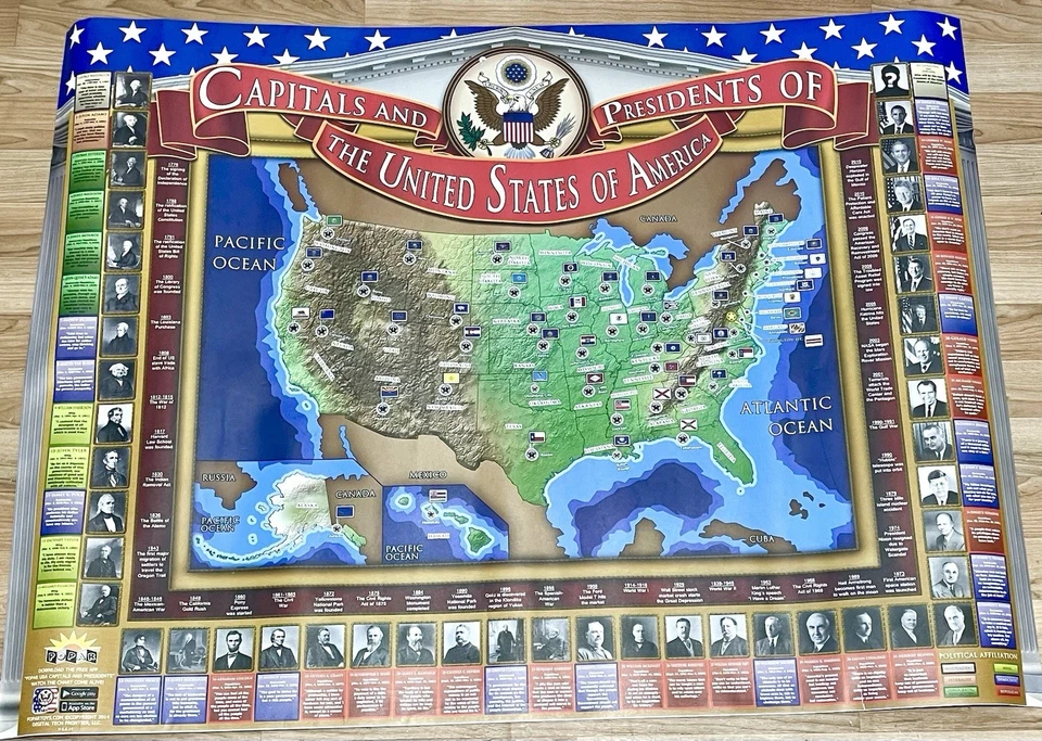 Popar Interactive Map Capitals & Presidents Of The United States Of America - Imagem 1 de 1