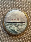 Vintage Stratton Made in England RMS Queen Mary Round Goldtone Powder Compact