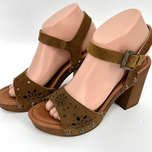 Coach and Four hochhackige Plateau-Sandalen Y2K Wildleder perforiert Größe 7 - Bild 1 von 9