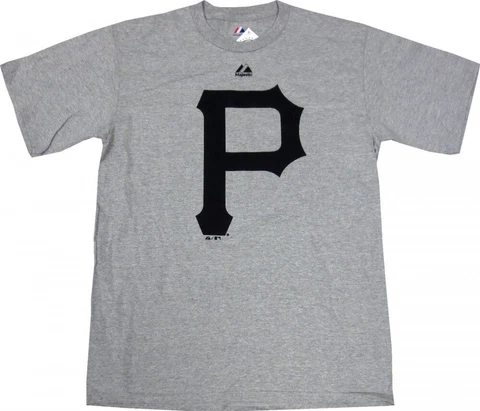 Pittsburgh Pirates Majestic MLB Soft Density Logo Gray T-Shirt Cover