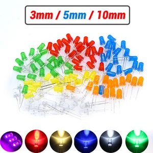 Ultra Bright LEDs 3mm/5mm/10mm Red/Blue/Green/White/Yellow LED Clear Bulb - Picture 1 of 21