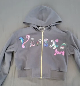 NWT NEW Young Versace girls black hooded sweater with sequined logo 6Y VFFE134 - Picture 1 of 3