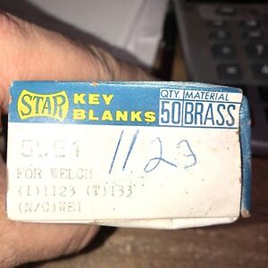 Vintage Star key blank for Welch locks, 5WE1, 1123, WE1- Lot Of 50 Pcs