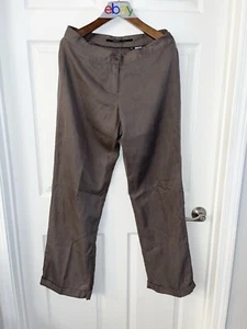 👖 Chino Pants Silk Straight High Rise Fly Zip Cuffs Isda & Co Size 10 - Picture 1 of 9