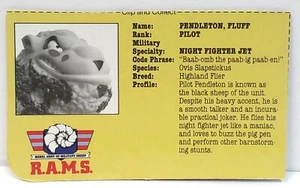 Barnyard Commandos - Pilot Fluff Pendleton - Filecard - Playmates 1989 - Picture 1 of 2