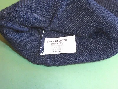 US Military Government Issue 100% Wool Knit Beanie Watch Cap Black Blue OD Green - Image 1 of 2