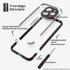 Luxury Slim Alu Metal Armor Frame Bumper Case For iPhone - Picture 1 of 34
