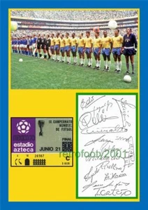 BRAZIL 1970 WORLD CUP FINAL PELE JAIRZINHO GERSON & FULL TEAM SIGNED PRE-PRINT - Picture 1 of 1