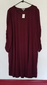 Vestido de mujer Est.1946 manga larga 26/28W púrpura elástico forrado mangas fruncidas  - Imagen 1 de 9