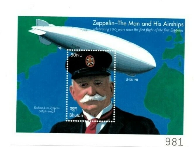 CLÁSICOS DE COLECCIÓN - Bután 2000 - Zeppelin - Hoja de recuerdo - Scott 1297 - MNH Foto 1 de 1