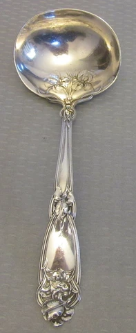 Alvin sterling silver 1907 FLEUR DE LIS GRAVY LADLE 6.5" art nouveau no mono Cover
