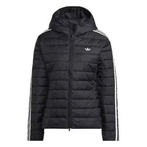 Adidas Originals 3-Stripes Hooded Sports Slim Padded Jacket Black BNWT RRP £85 - Picture 1 of 10