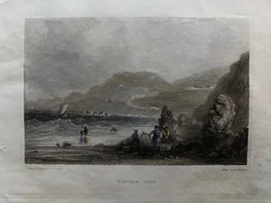 Impresión antigua de 1834; Ventnor Cove, Isla de Wight después de barbero - Imagen 1 de 2