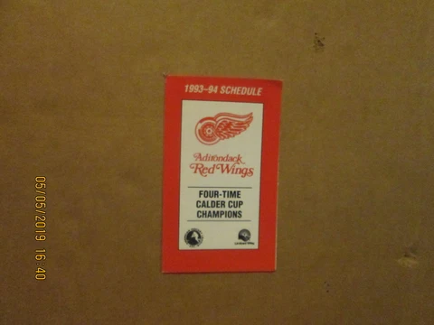 AHL Adirondcak Red Wings Vintage Circa 1993-94 Team Logo Hockey Pocket Schedule Cover