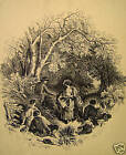 Victorian Ink Drawing Gathering Circa 1845