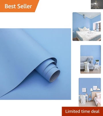 Transform Your Space with 15.7" x 118" Light Blue Peel and Stick Wallpaper - Image 1 of 4