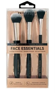 Profusion Cosmetics Artistry Face Essentials 3 Piece Wave Handle Face Brush Set - Picture 1 of 3