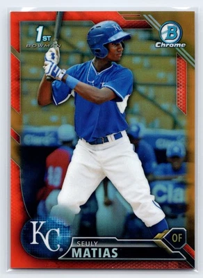 2016 Bowman #BCP15 Seuly Matias Chrome Prospects Orange Refractor 25/25 Book End - Image 1 of 3