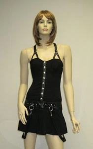 Sexy Mini Vestido Punk Rock Gótico Sólido Servicio de Labios Talla NUEVO - Imagen 1 de 7