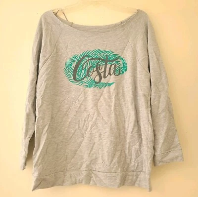 Costa Del Mar Mujer Gris Jaspeado Talla GRANDE Manga 3/4 Corte Barco Escote NUEVO Foto 1 de 4