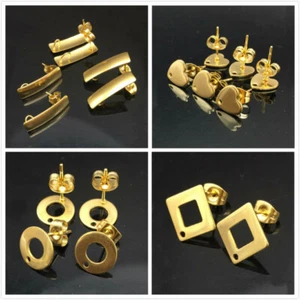 50pcs stainless steel earrings connector findings diy stud earring post Jewelry - Picture 1 of 23